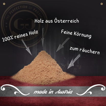 Räuchermehl-Set je 30L - im Papier-Sack Buche, Erle und Kirsche