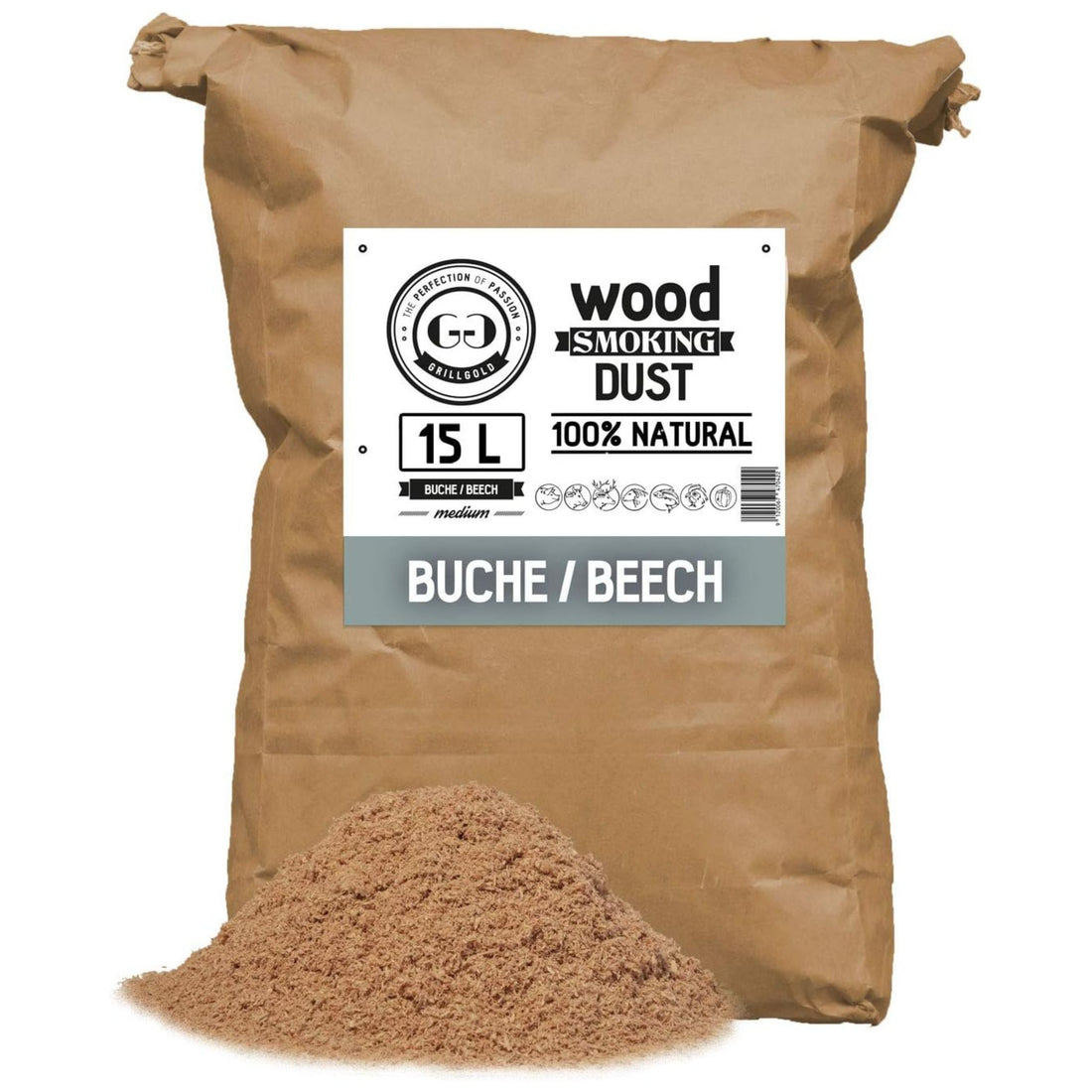 Buchenholz Räuchermehl 15L – im Papier-Sack