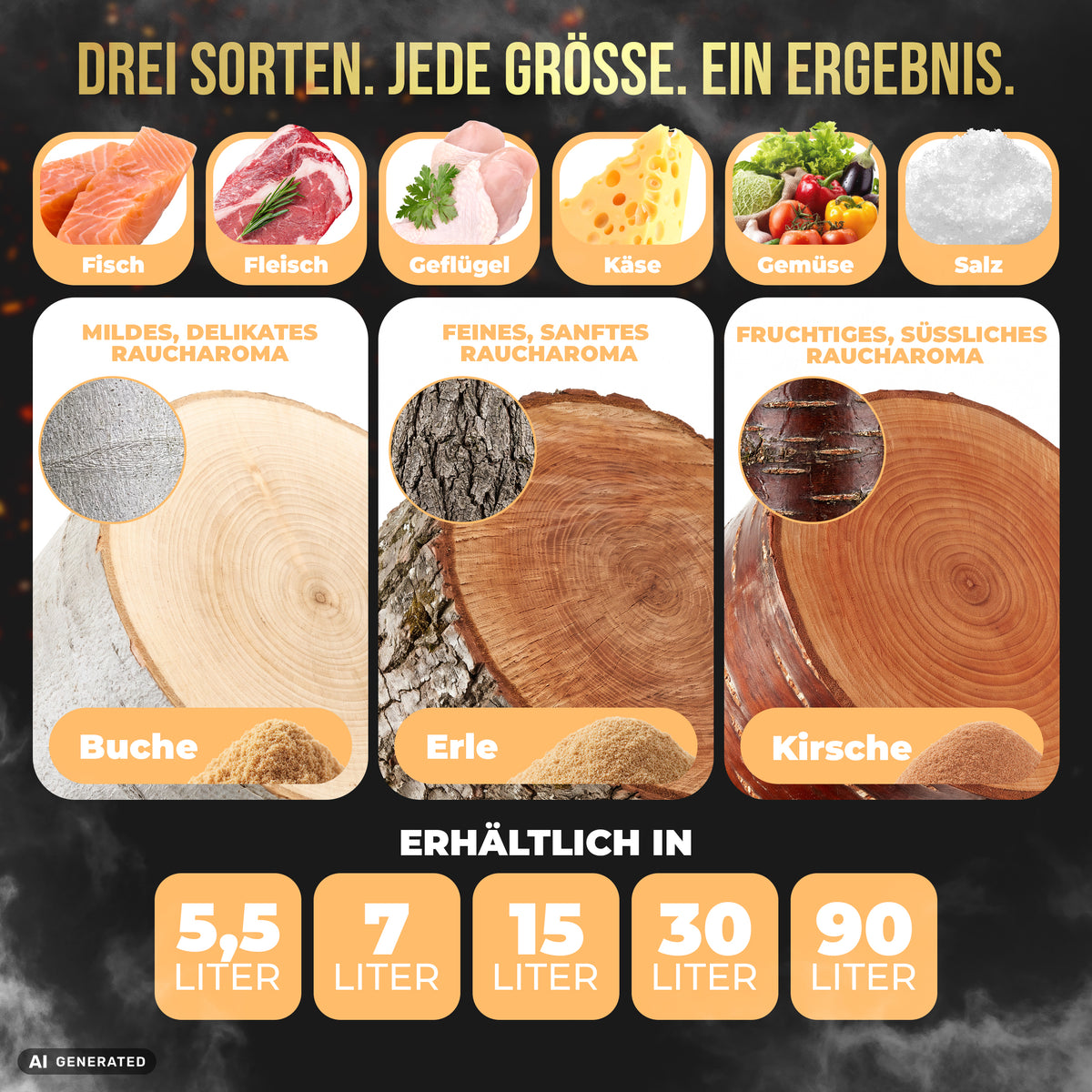 Erlenholz Räuchermehl 5,5L – in Wiederverschliessbaren-Eimer